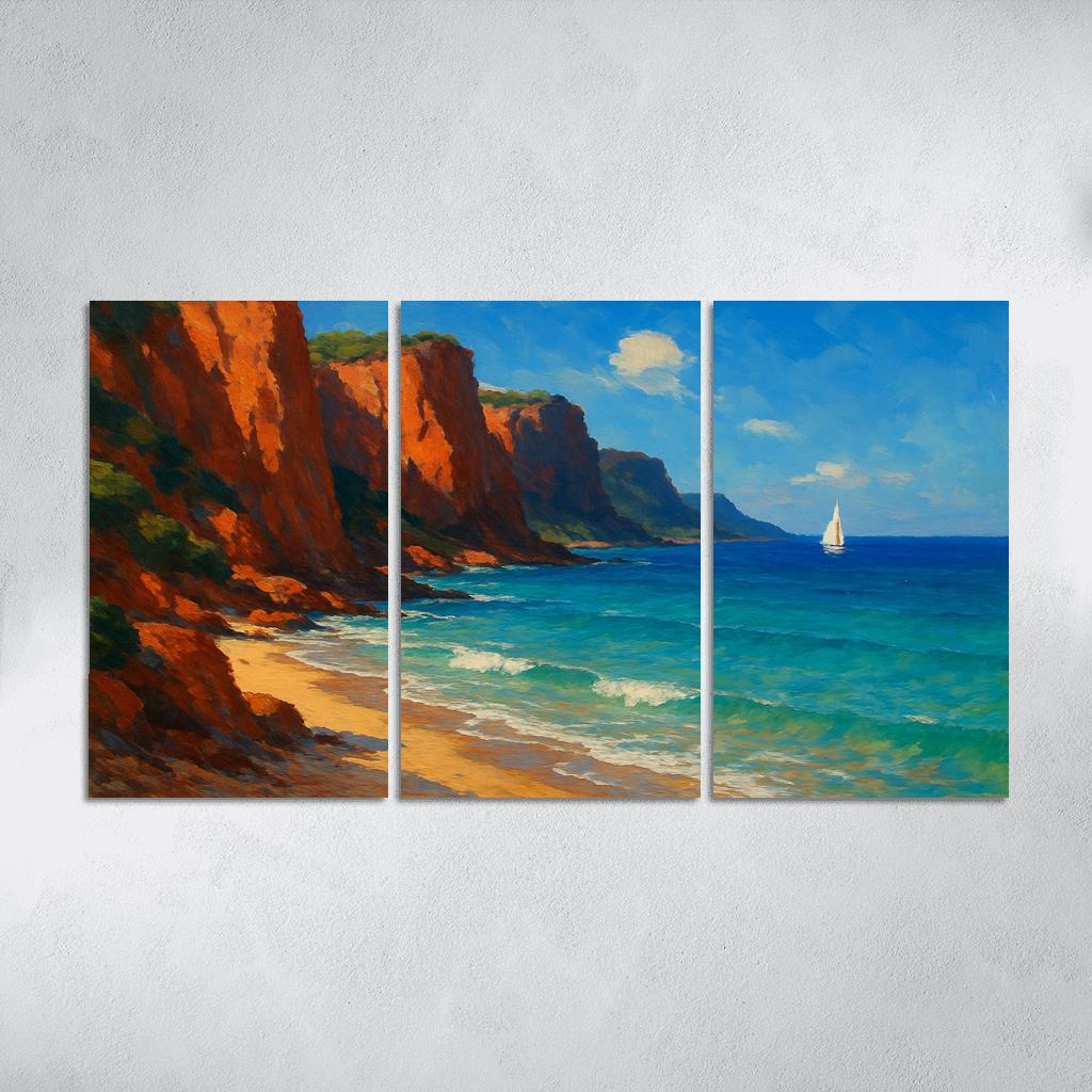 Crimson Cliff Shoreline custom paintings frame