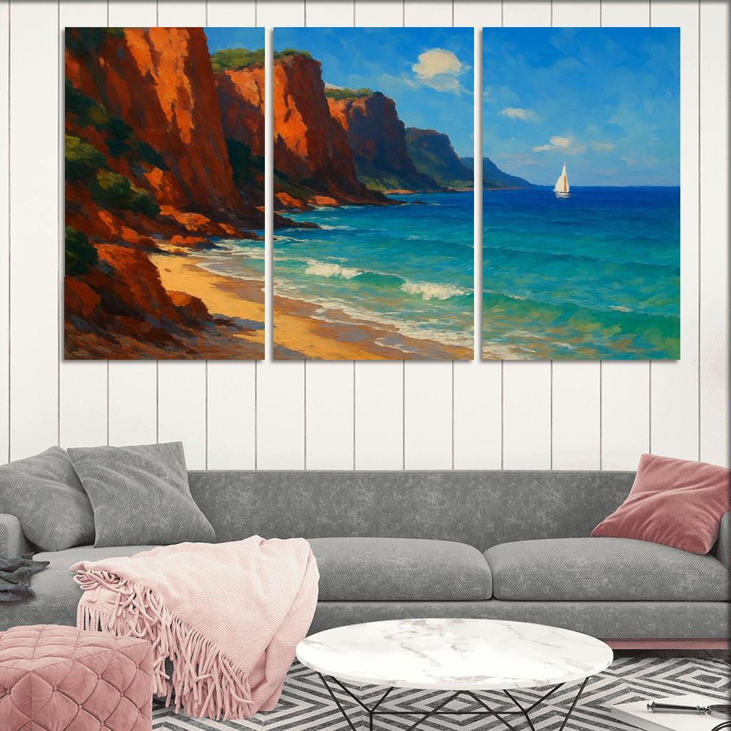 Crimson Cliff Shoreline custom paintings frame