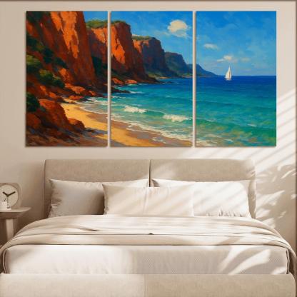 Crimson Cliff Shoreline custom paintings frame