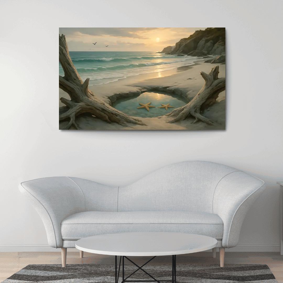 Secluded Driftwood Cove canvas paintings frame