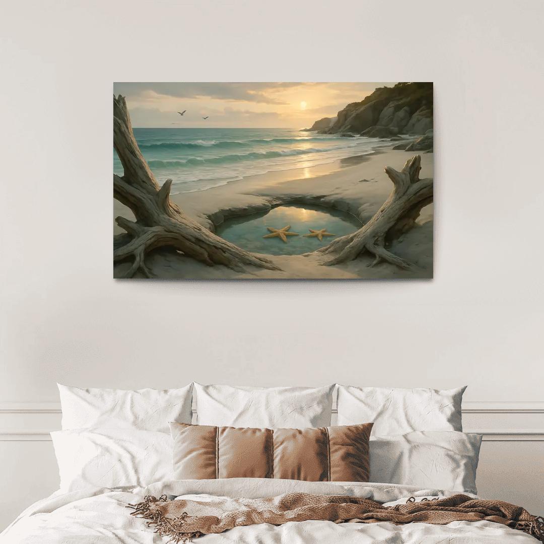 Secluded Driftwood Cove canvas paintings frame