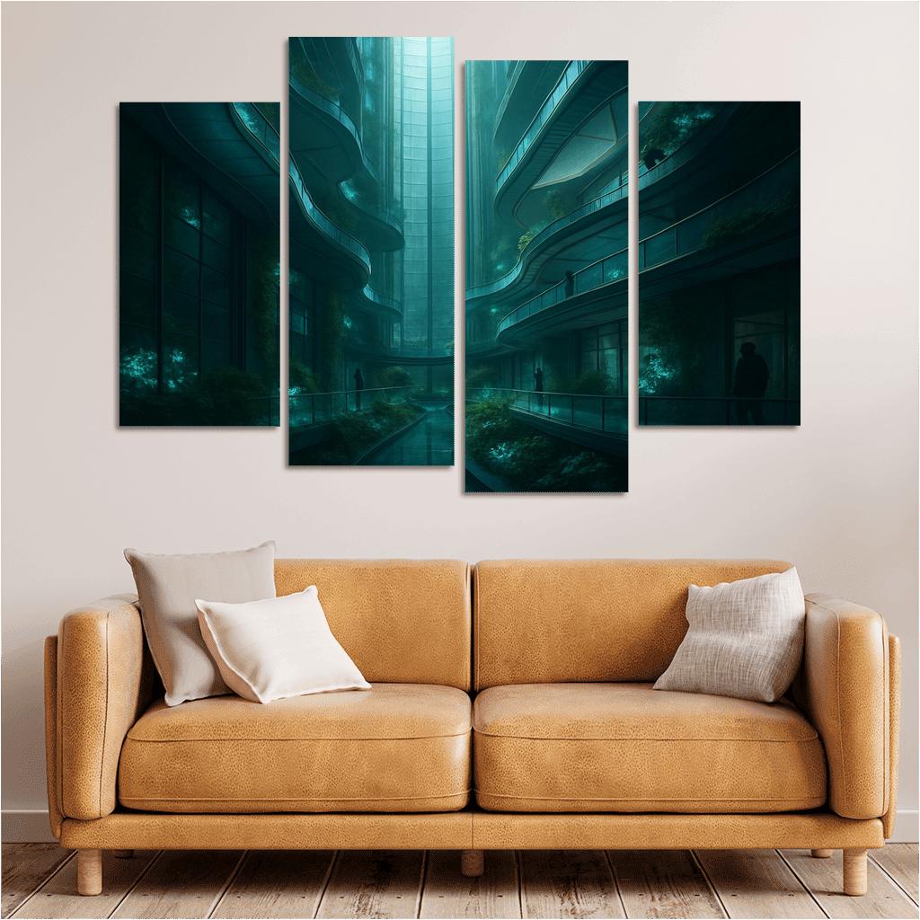 Bioluminescent Atrium Tower modern paintings frame