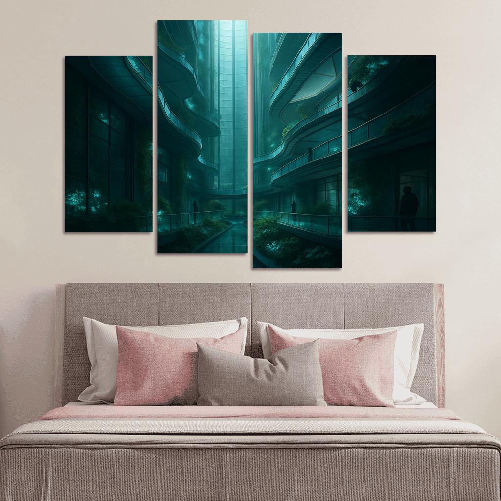 Bioluminescent Atrium Tower modern paintings frame