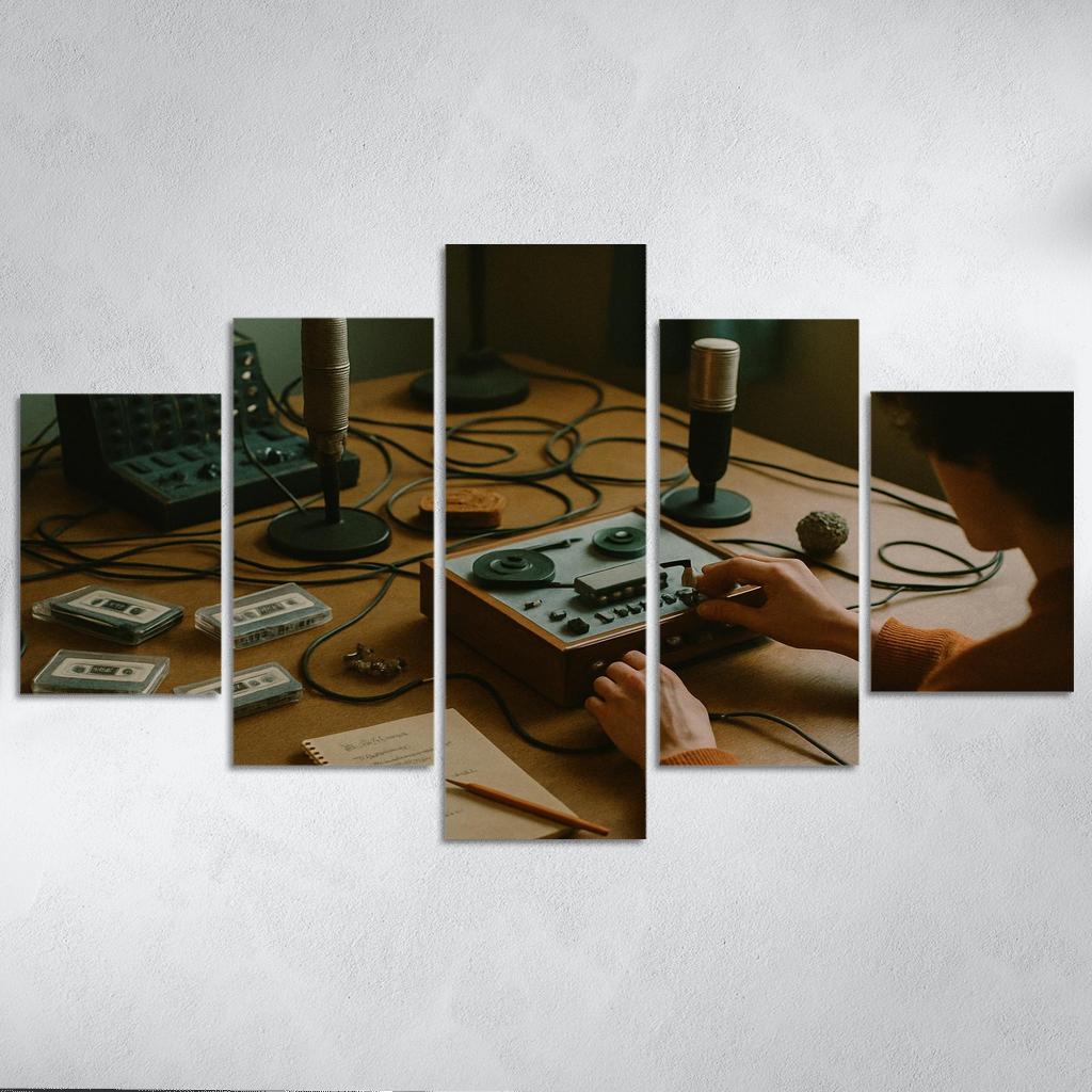 Analog Sound Collage Creation multi-panel paintings