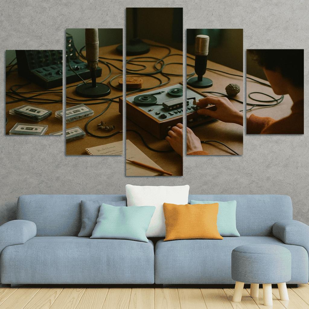 Analog Sound Collage Creation multi-panel paintings