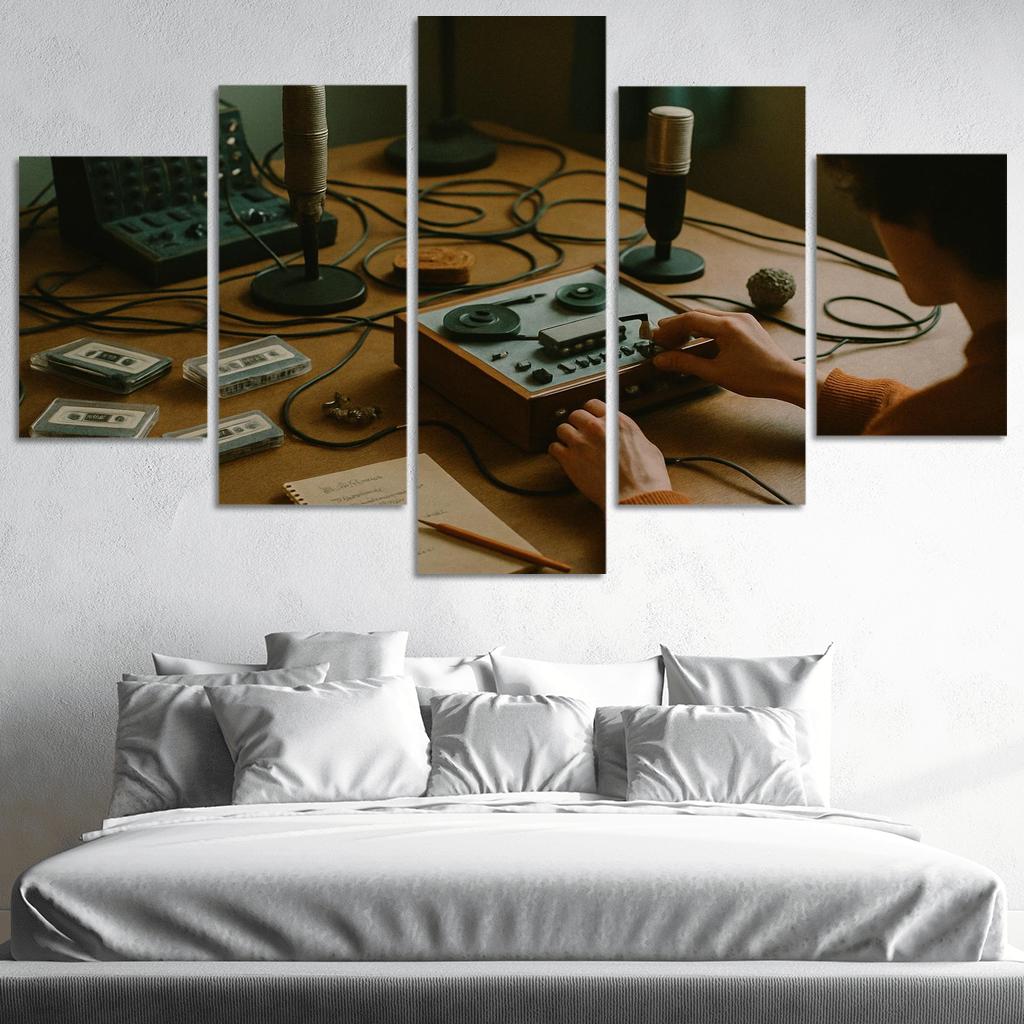 Analog Sound Collage Creation multi-panel paintings