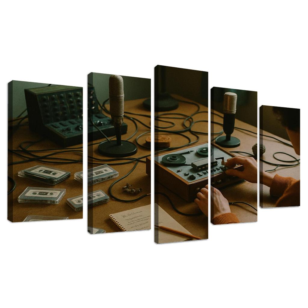 Analog Sound Collage Creation multi-panel paintings