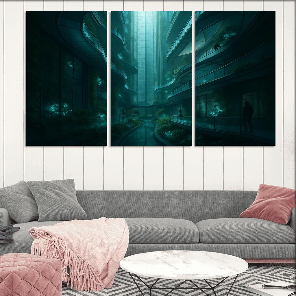 Bioluminescent Atrium Tower modern paintings frame
