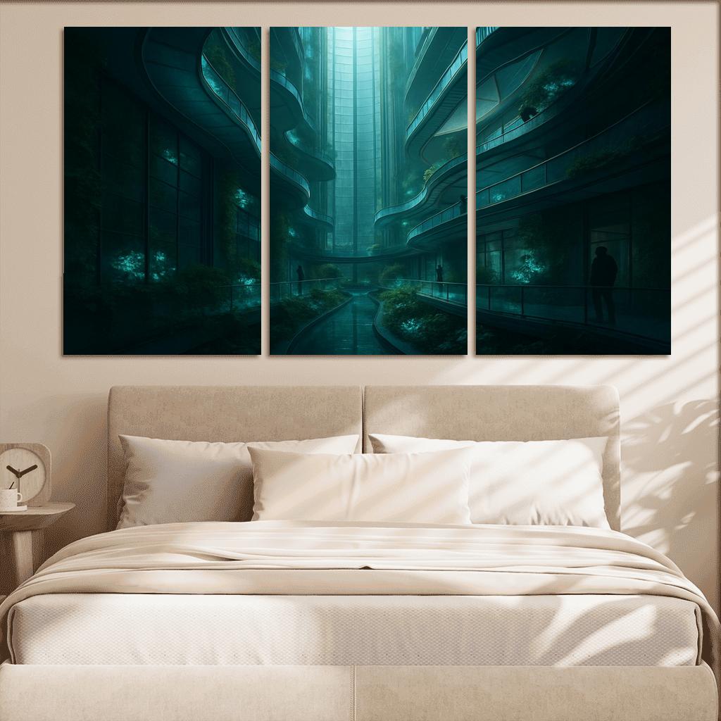 Bioluminescent Atrium Tower modern paintings frame