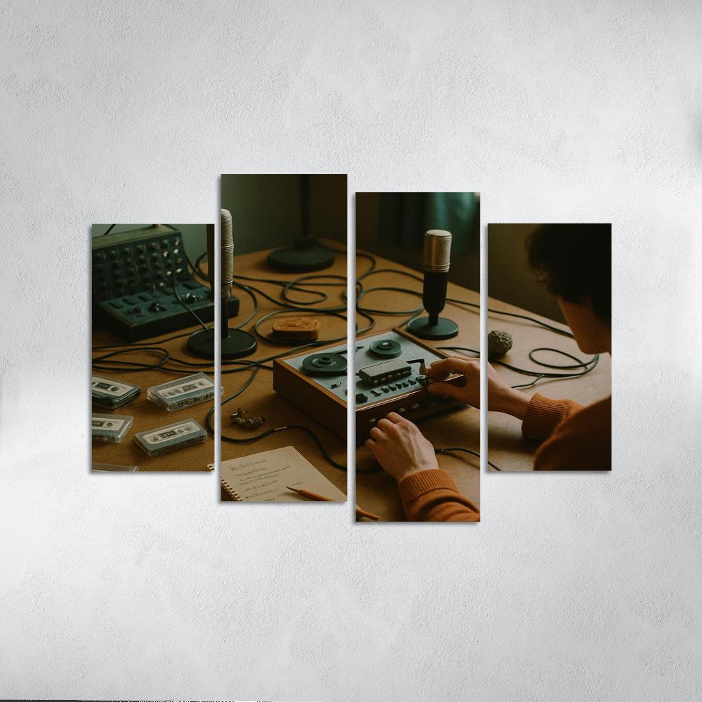 Analog Sound Collage Creation multi-panel paintings