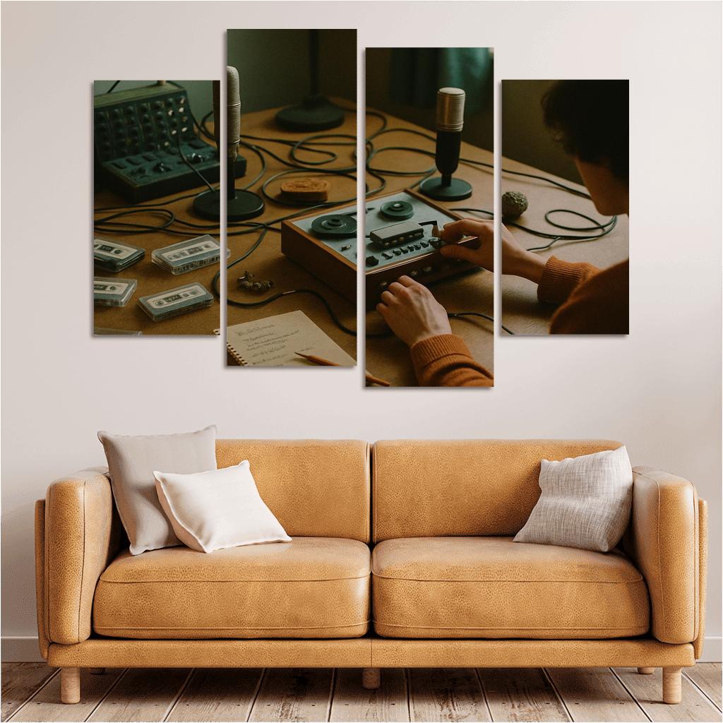 Analog Sound Collage Creation multi-panel paintings