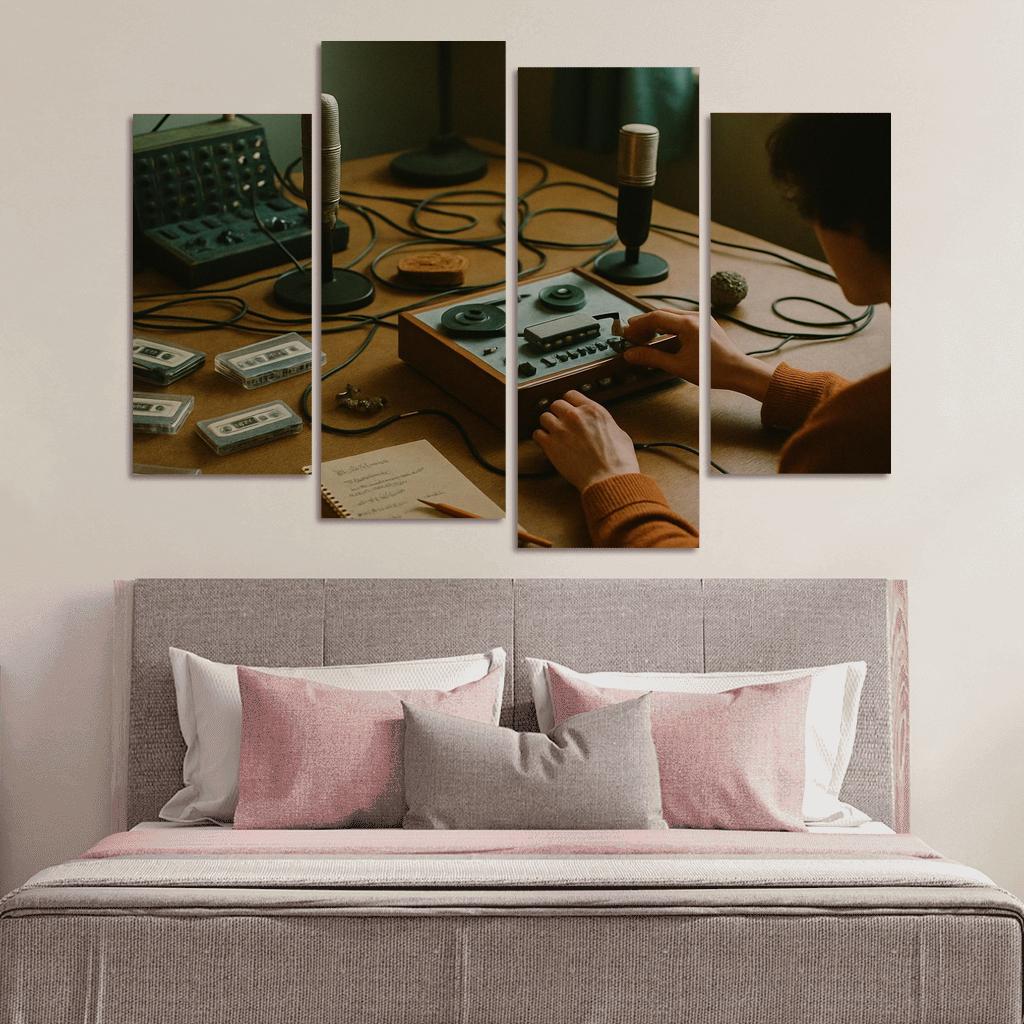 Analog Sound Collage Creation multi-panel paintings