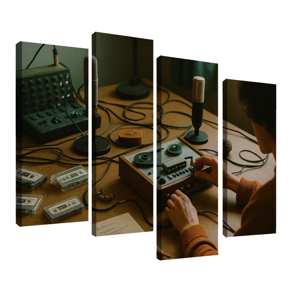 Analog Sound Collage Creation multi-panel paintings