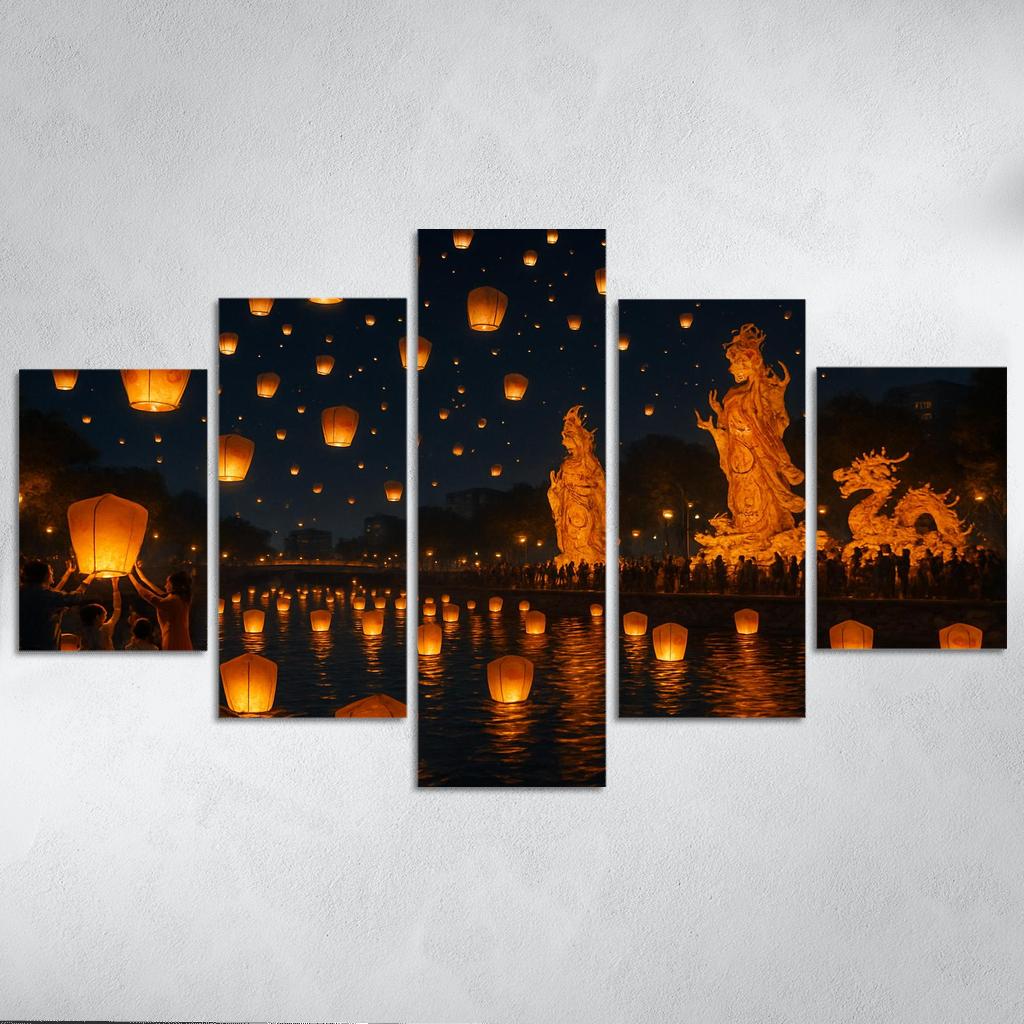 Lantern Festival In Taiwan multi-panel paintings