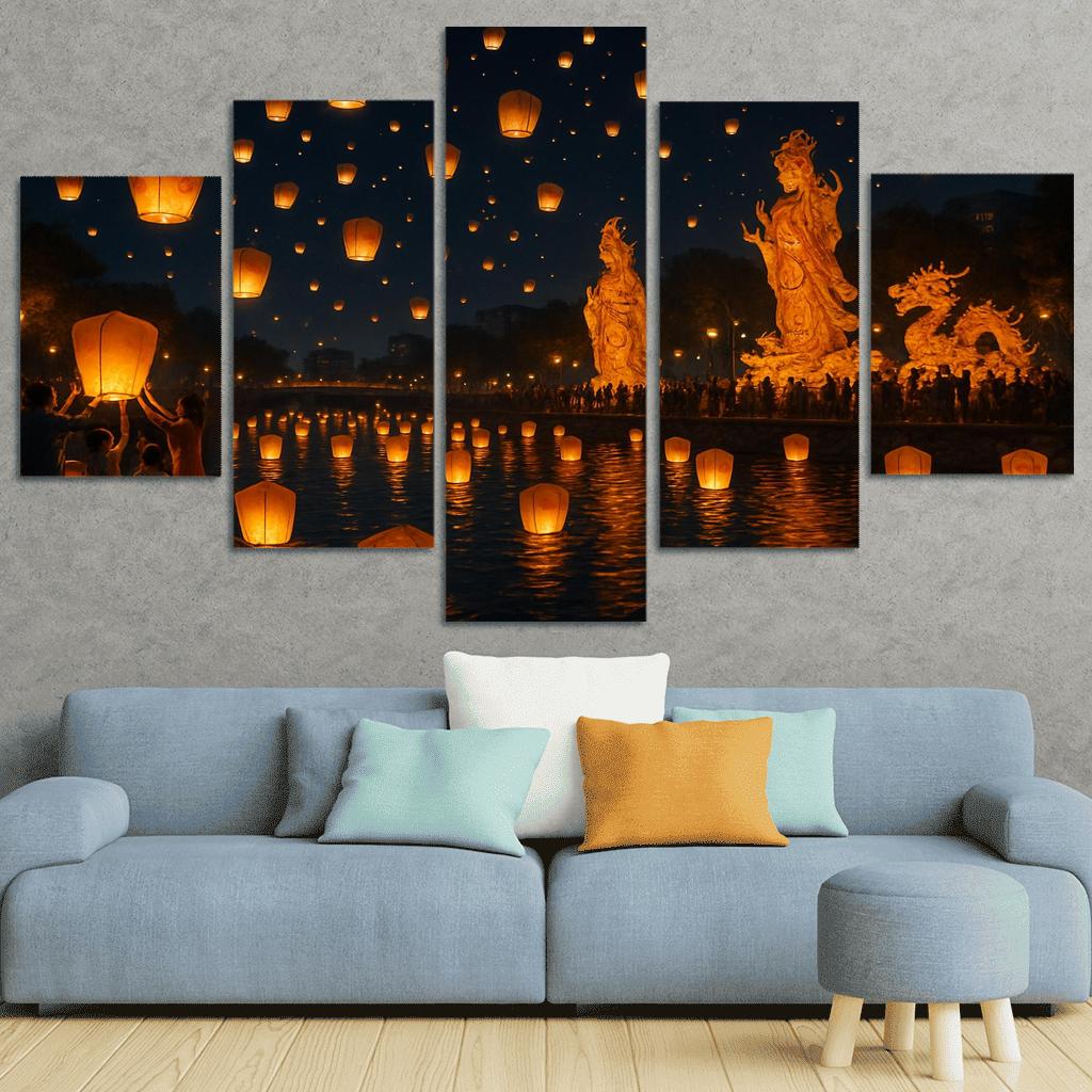 Lantern Festival In Taiwan multi-panel paintings