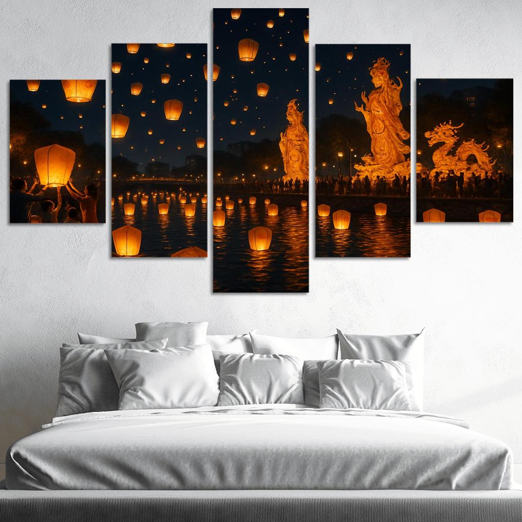 Lantern Festival In Taiwan multi-panel paintings