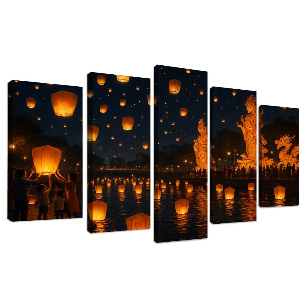 Lantern Festival In Taiwan multi-panel paintings