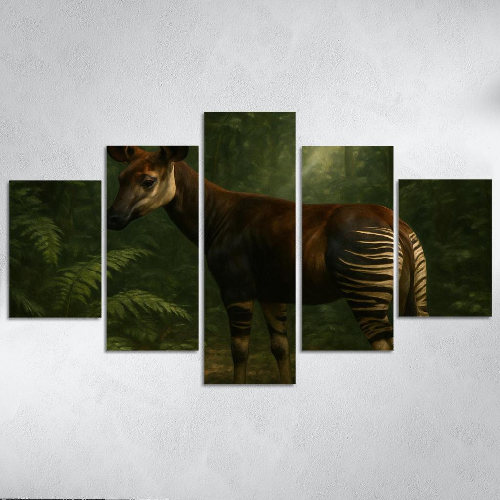 Okapi Among Dense Rainforest Understory art trends