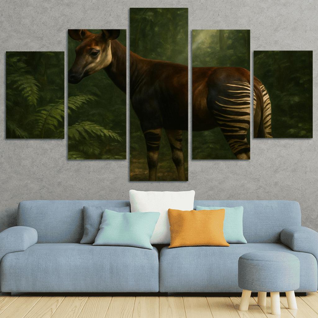 Okapi Among Dense Rainforest Understory art trends
