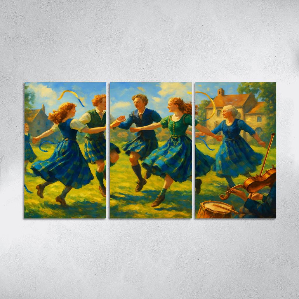 Highland Reel Revival oil paintings frame