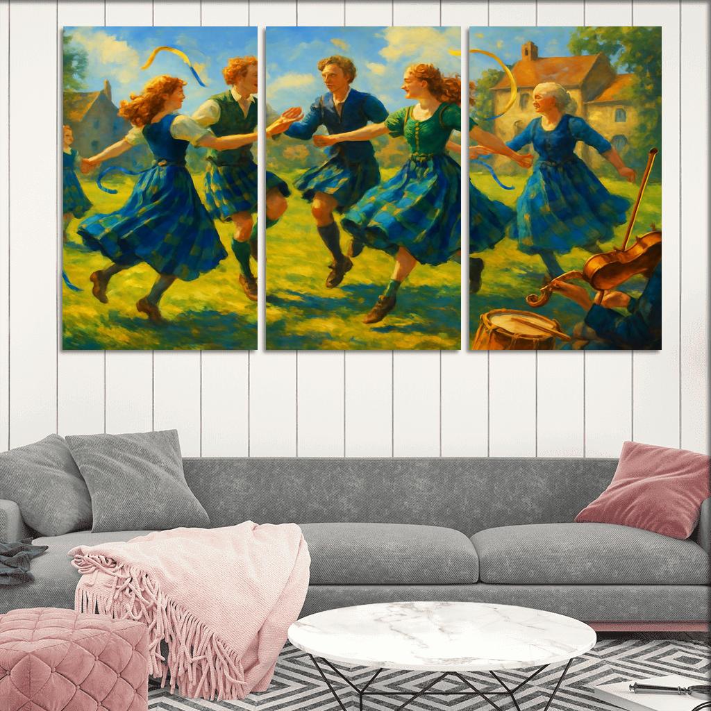 Highland Reel Revival oil paintings frame