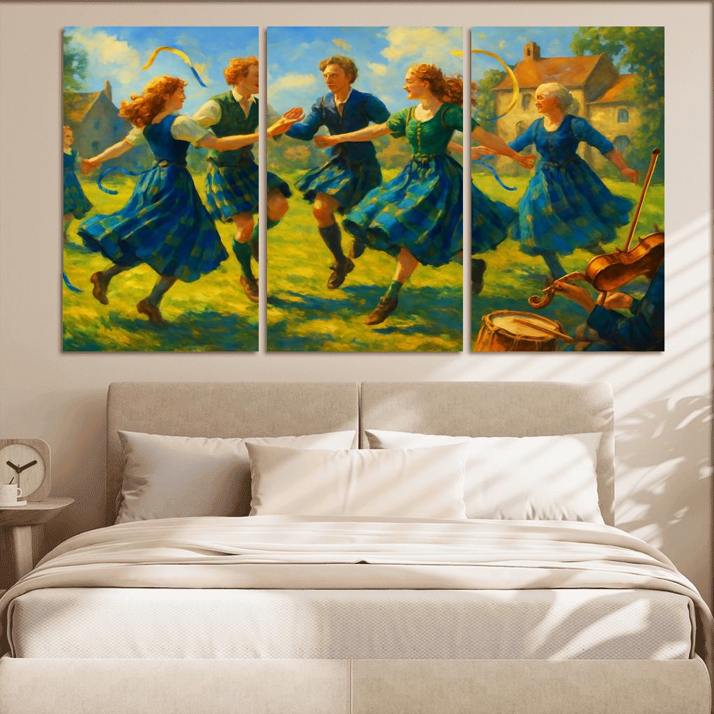 Highland Reel Revival oil paintings frame