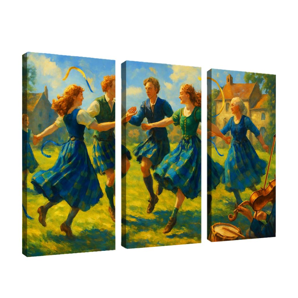 Highland Reel Revival oil paintings frame