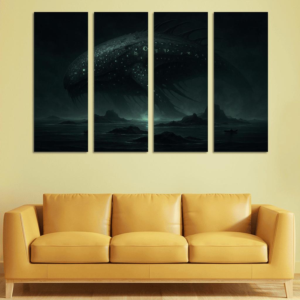 The Sable Leviathan Of Silent Reaches multi-panel paintings