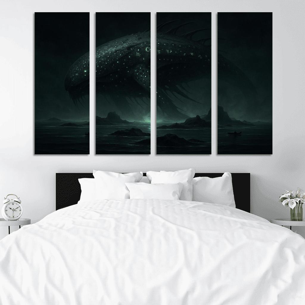 The Sable Leviathan Of Silent Reaches multi-panel paintings