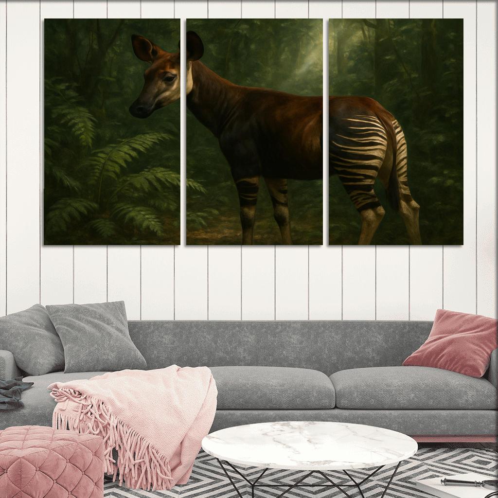 Okapi Among Dense Rainforest Understory art trends