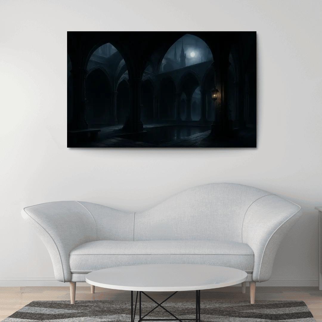 Nocturnal Cloister Atrium multi-panel paintings