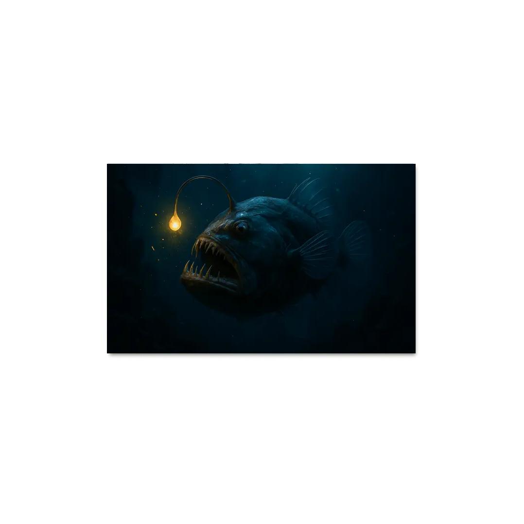 Bioluminescent Deep Sea Anglerfish modern paintings frame