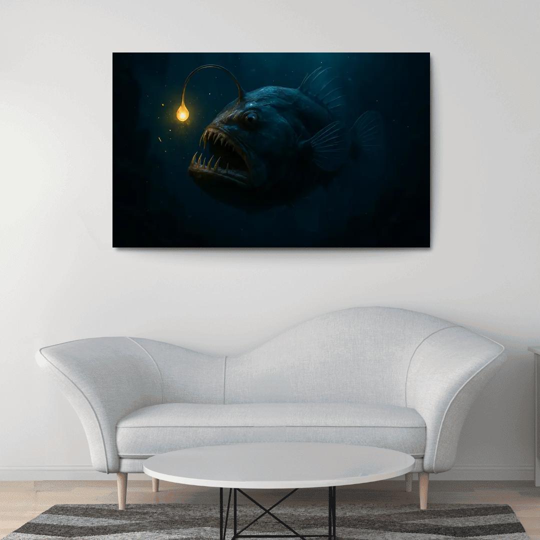 Bioluminescent Deep Sea Anglerfish modern paintings frame