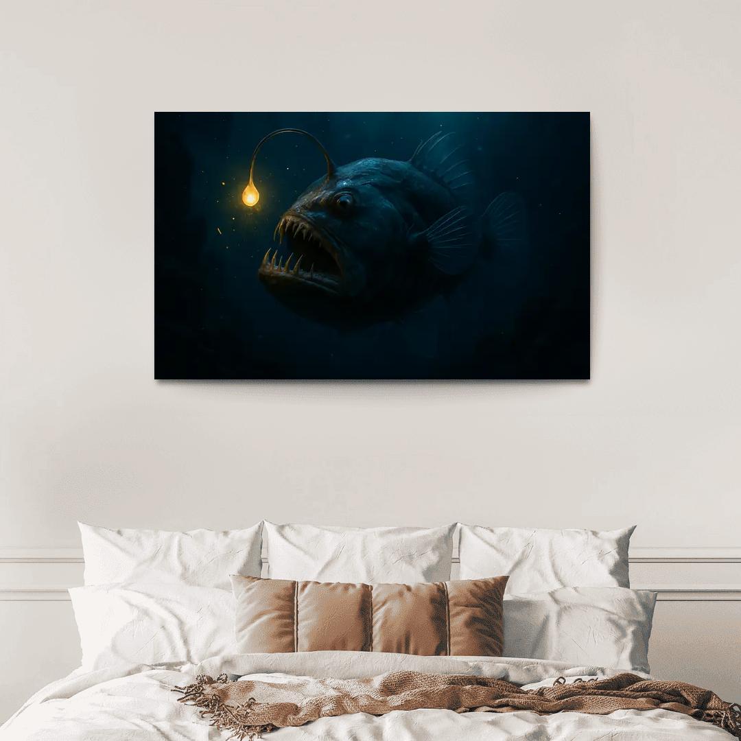 Bioluminescent Deep Sea Anglerfish modern paintings frame
