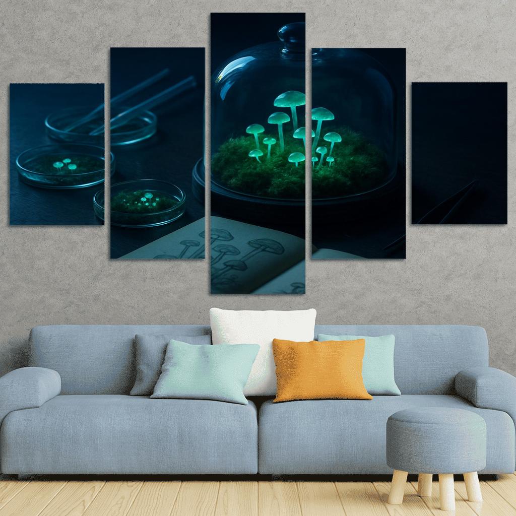 Bioluminescent Microgarden oil paintings frame