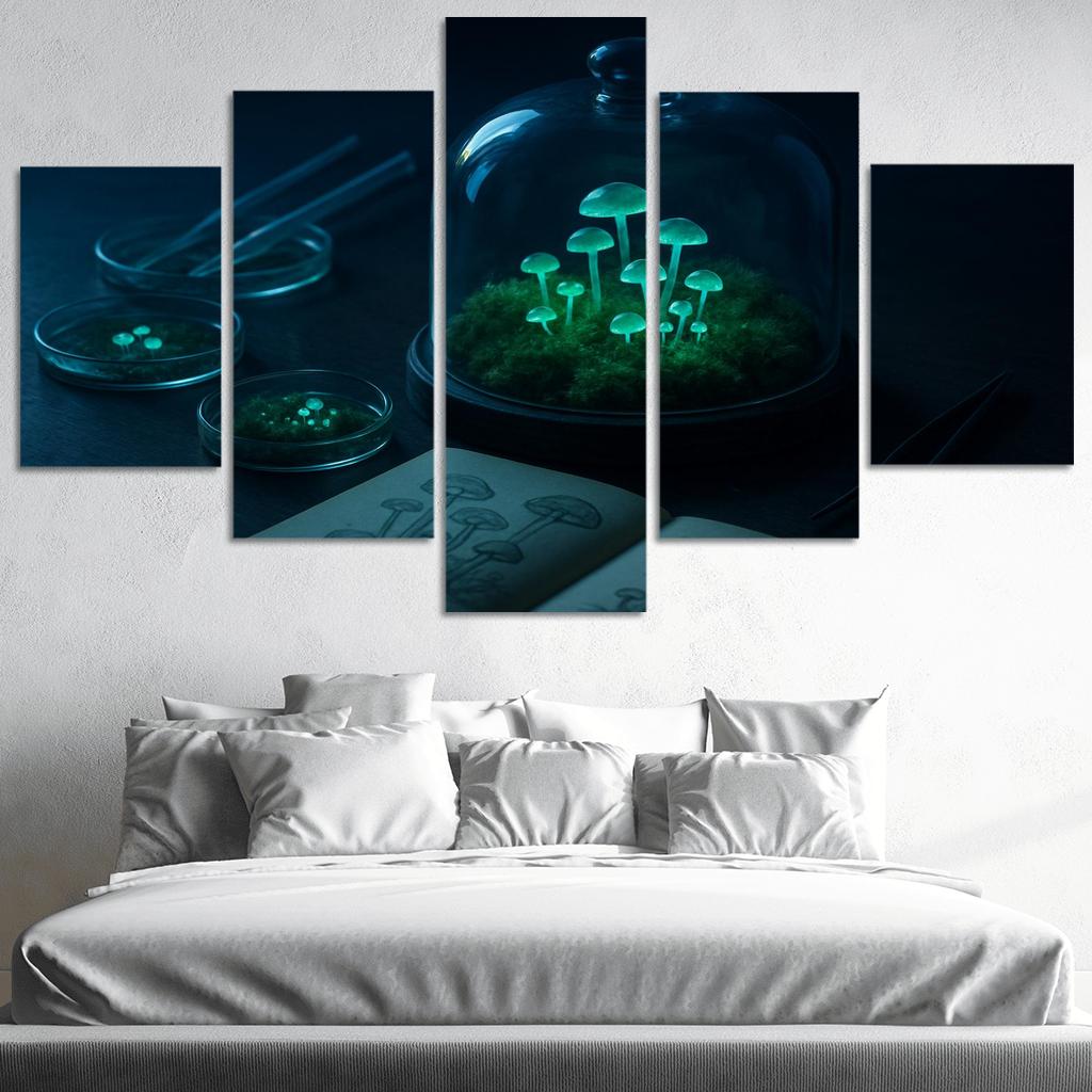 Bioluminescent Microgarden oil paintings frame