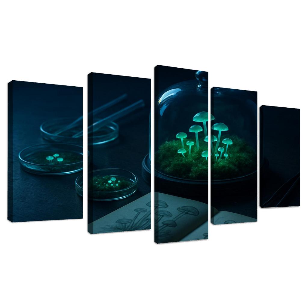 Bioluminescent Microgarden oil paintings frame