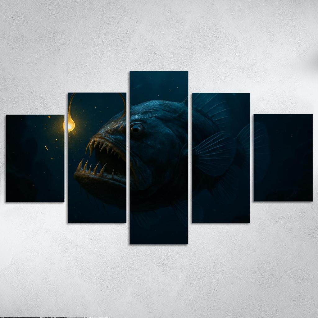 Bioluminescent Deep Sea Anglerfish modern paintings frame