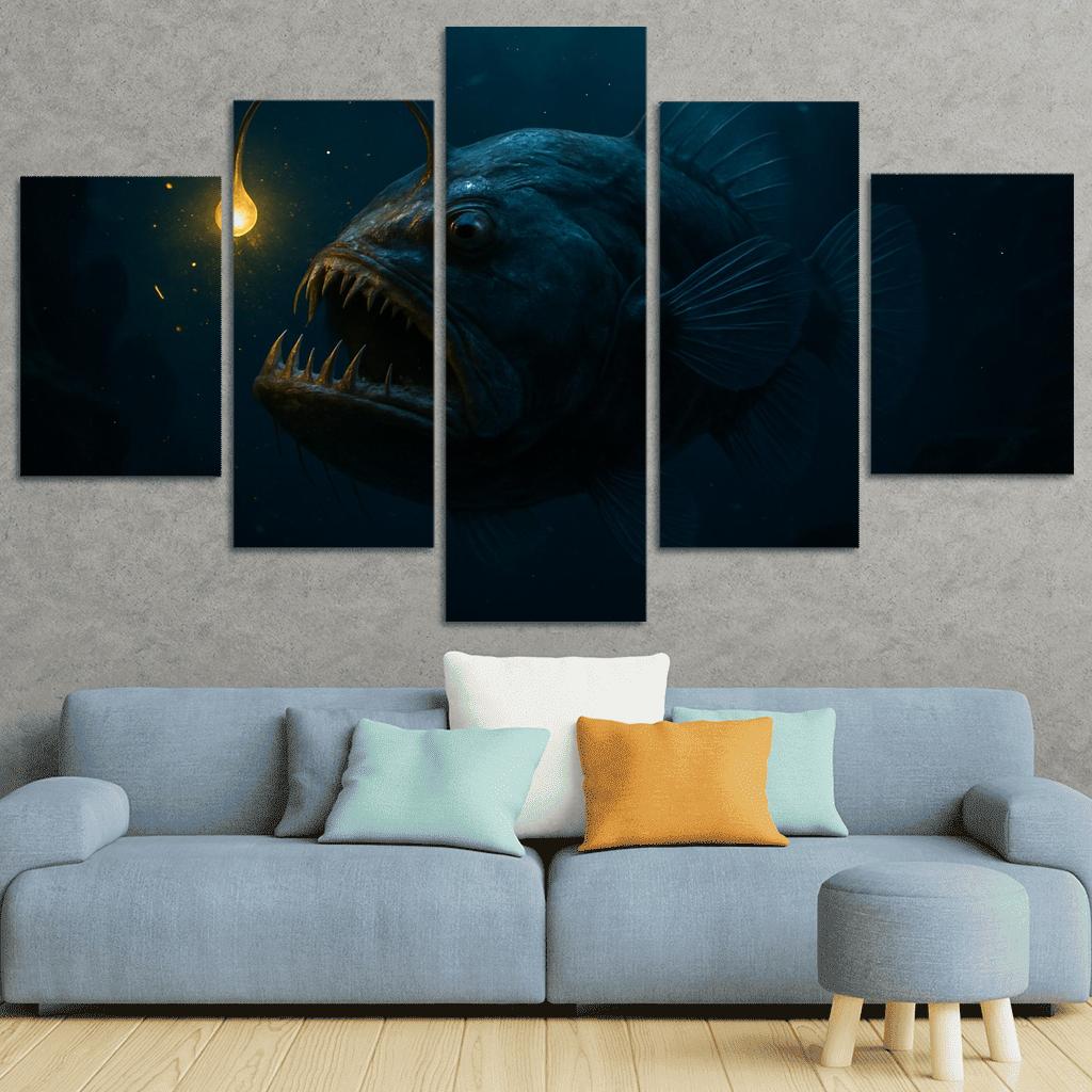 Bioluminescent Deep Sea Anglerfish modern paintings frame