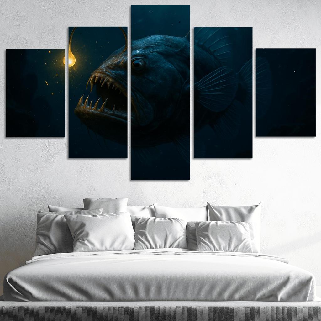 Bioluminescent Deep Sea Anglerfish modern paintings frame