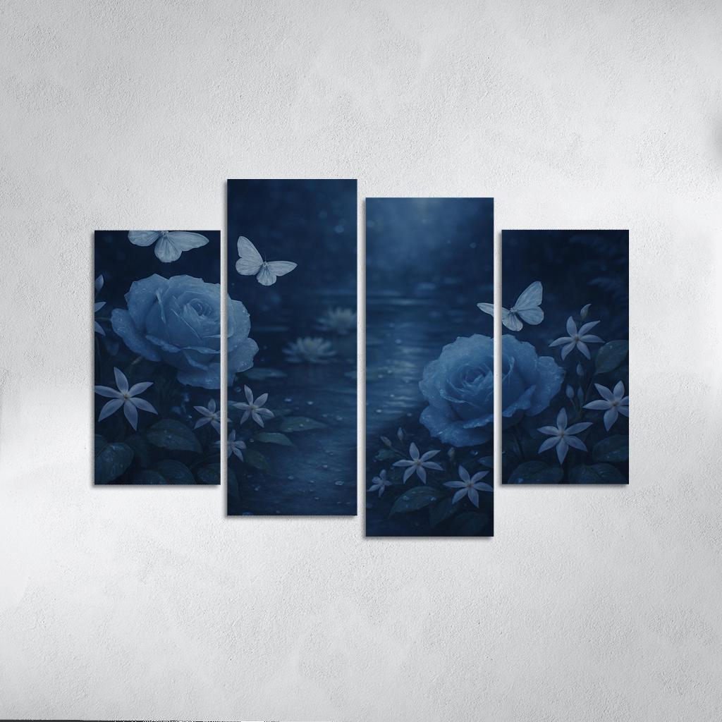 Moonlit Garden Nocturne abstract paintings frame