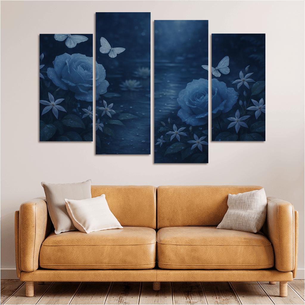 Moonlit Garden Nocturne abstract paintings frame