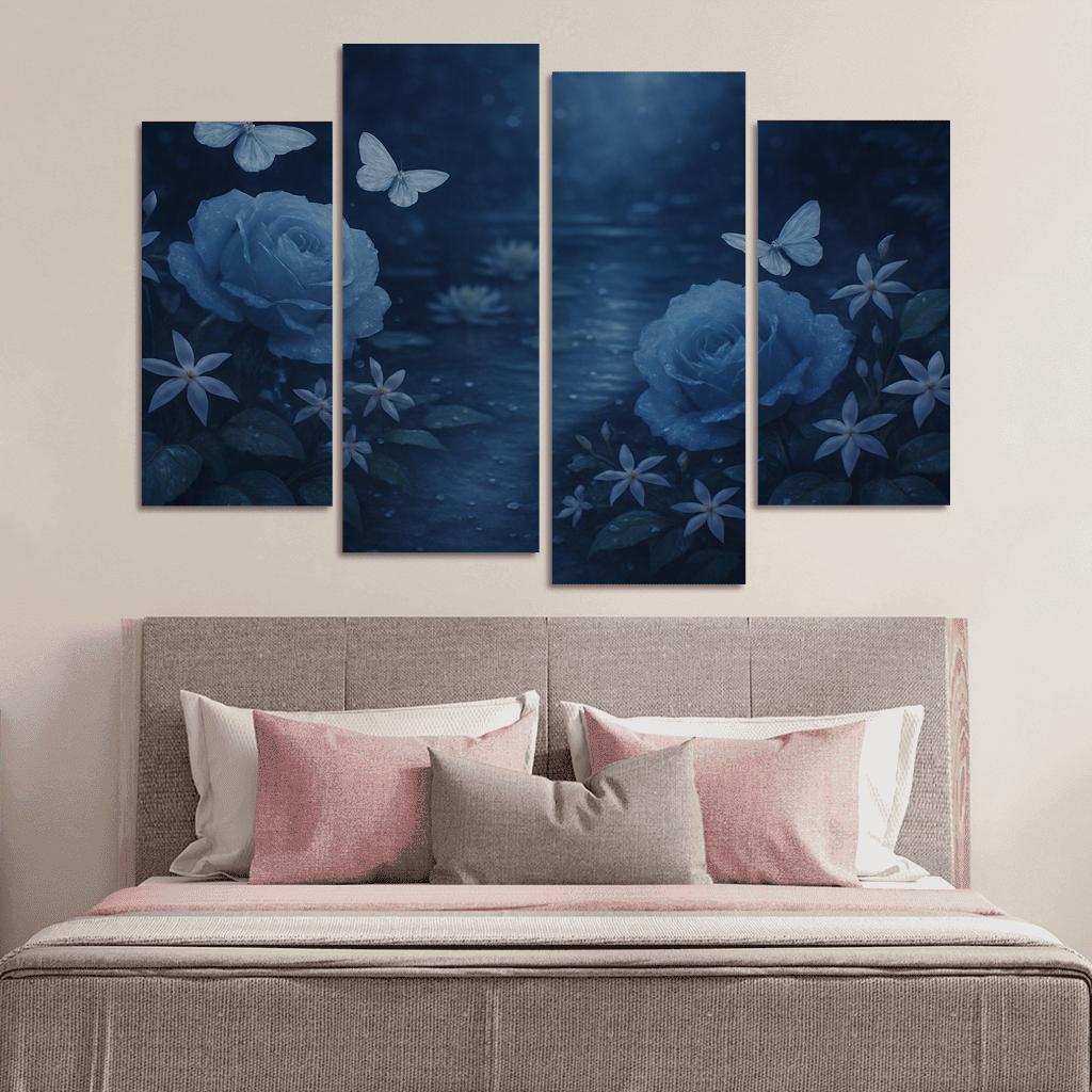 Moonlit Garden Nocturne abstract paintings frame