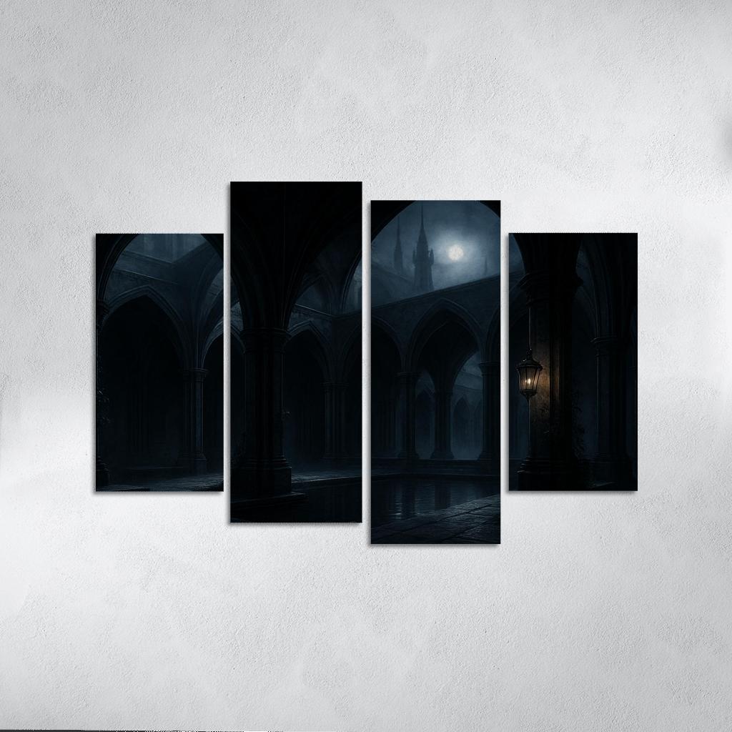 Nocturnal Cloister Atrium multi-panel paintings