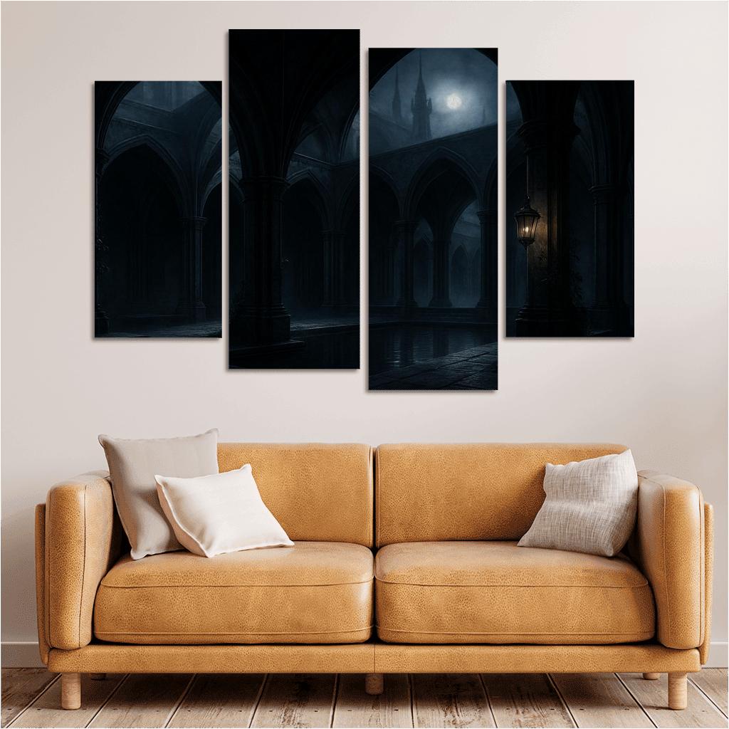 Nocturnal Cloister Atrium multi-panel paintings