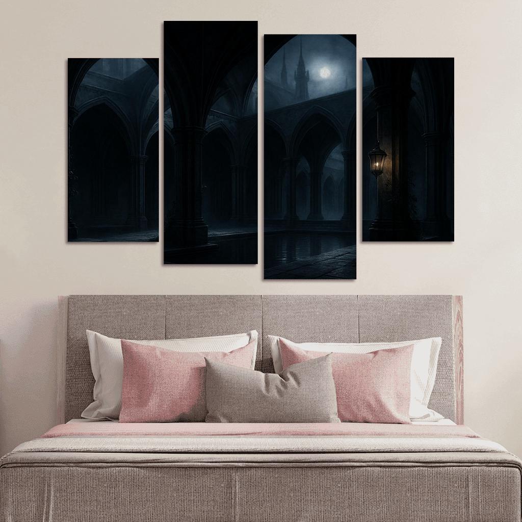 Nocturnal Cloister Atrium multi-panel paintings