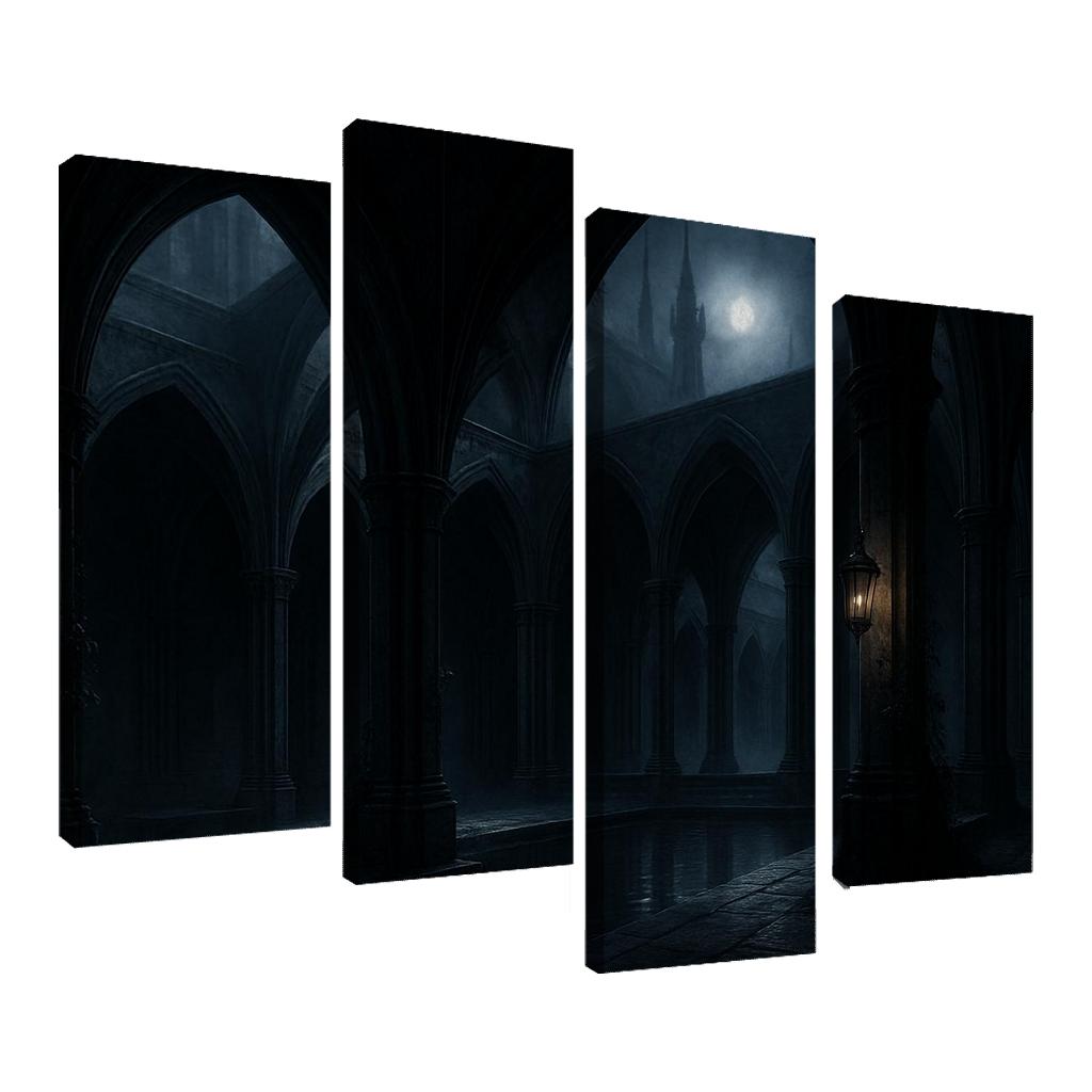 Nocturnal Cloister Atrium multi-panel paintings