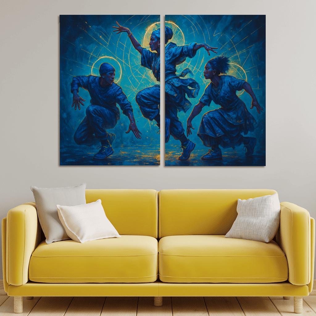 Afro Futurist Contemporary abstract paintings frame