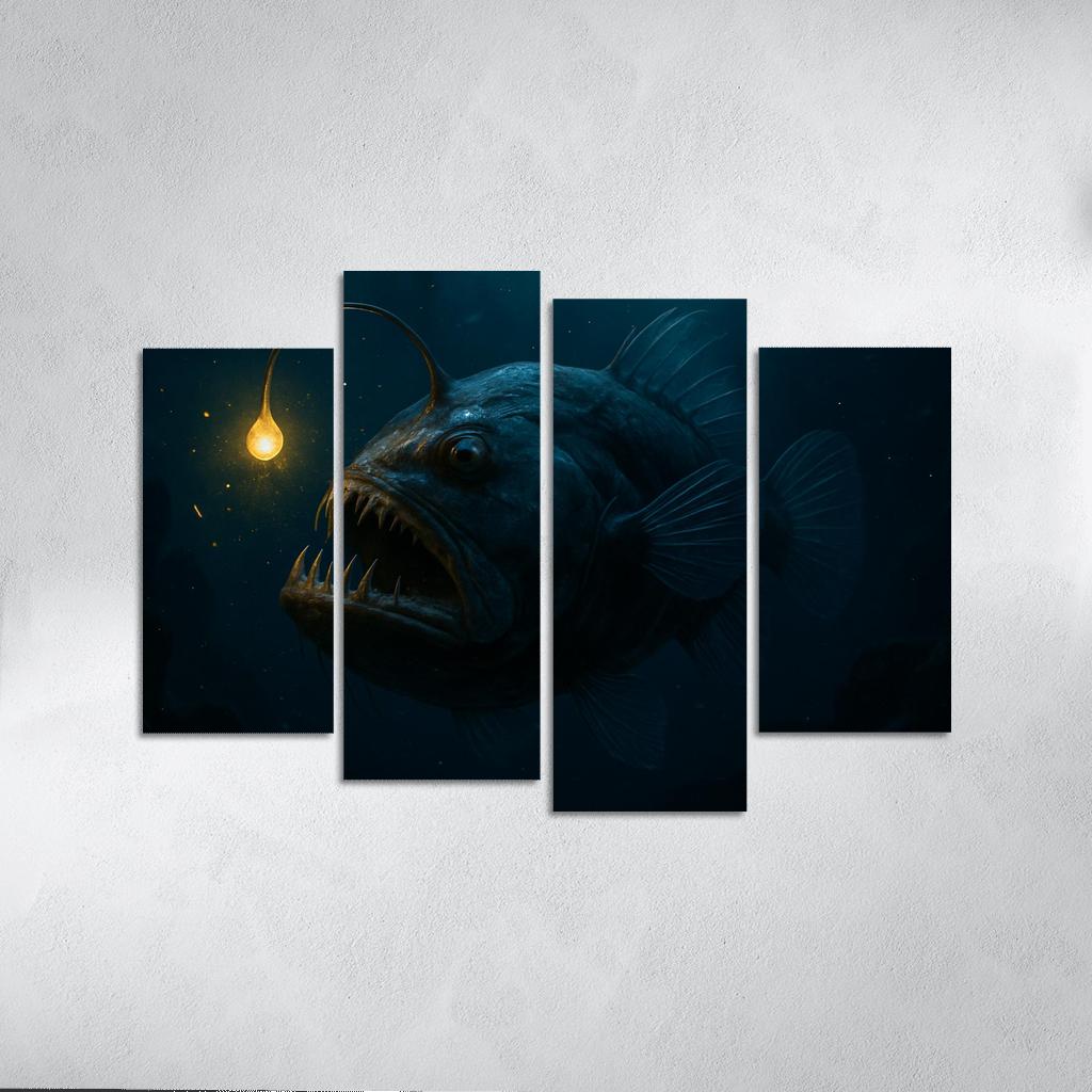 Bioluminescent Deep Sea Anglerfish modern paintings frame