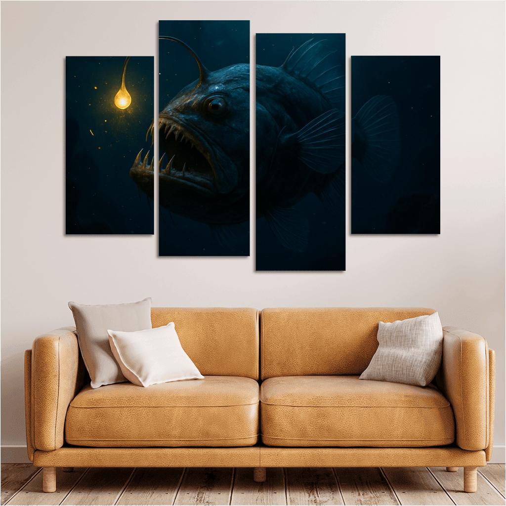 Bioluminescent Deep Sea Anglerfish modern paintings frame
